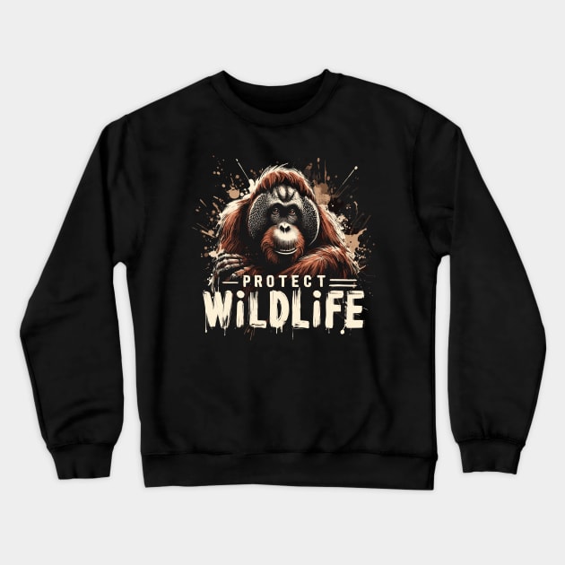 Protect Wildlife - Orangutan protection Crewneck Sweatshirt by PrintSoulDesigns